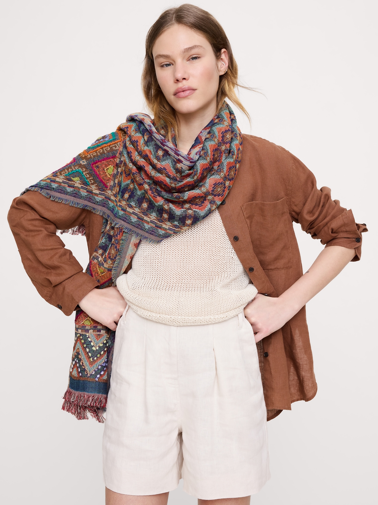 Image number 4 showing, Long Embroidered Scarf by Vismaya