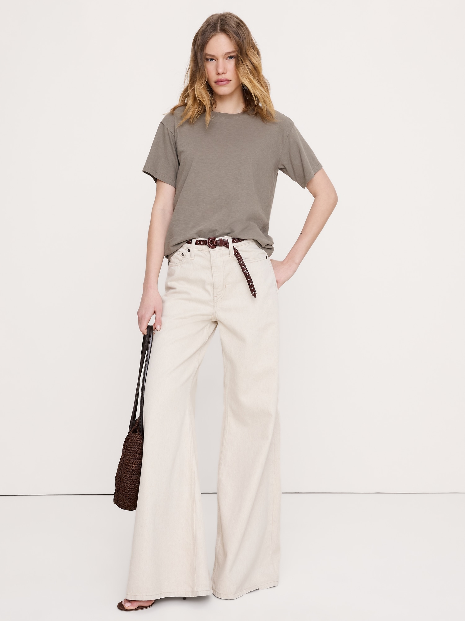 Image number 1 showing, Cotton Slub Boyfriend Crew-Neck T-Shirt