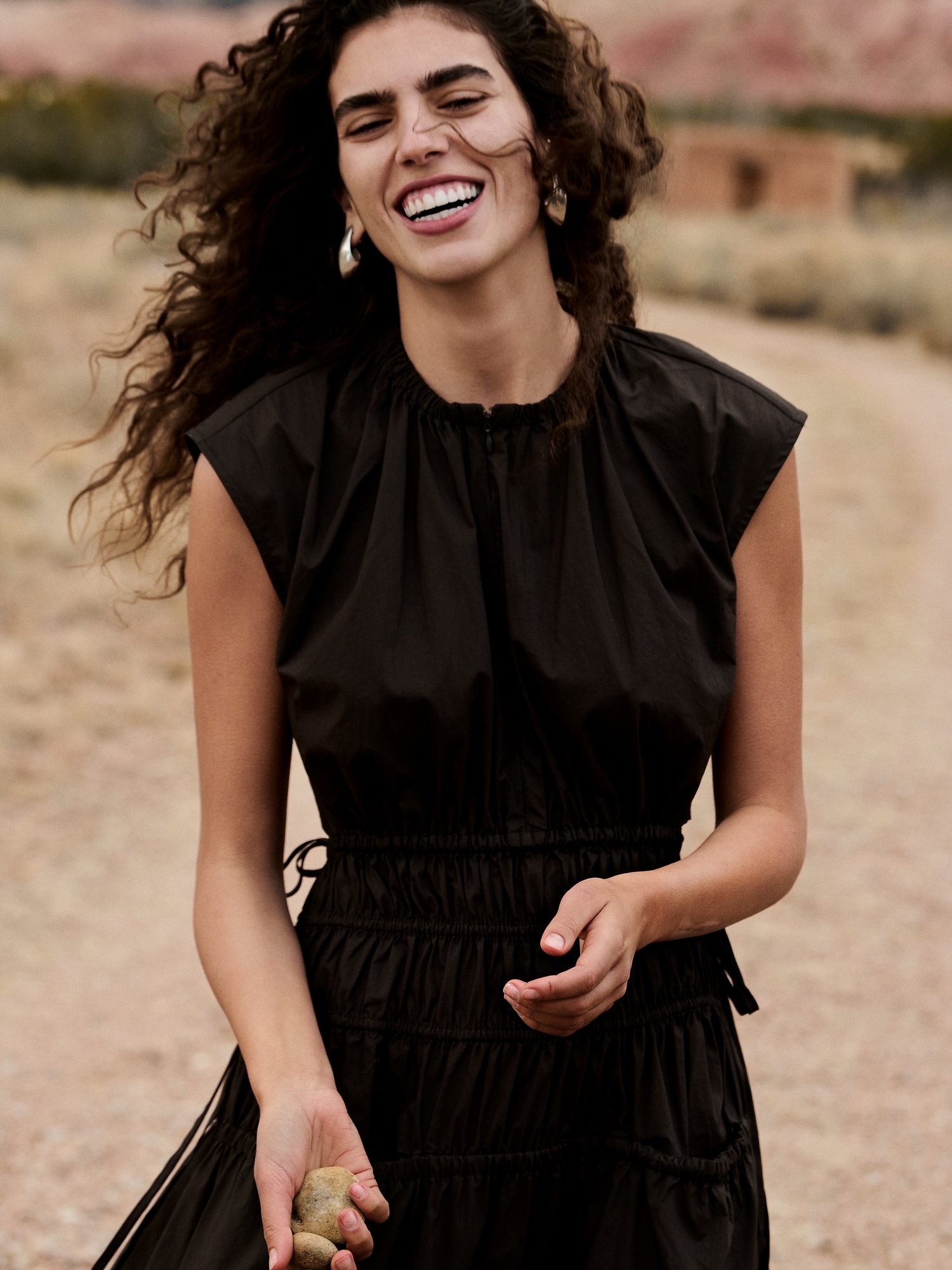 Image number 8 showing, Smocked Cotton Poplin Maxi Dress with Open Back