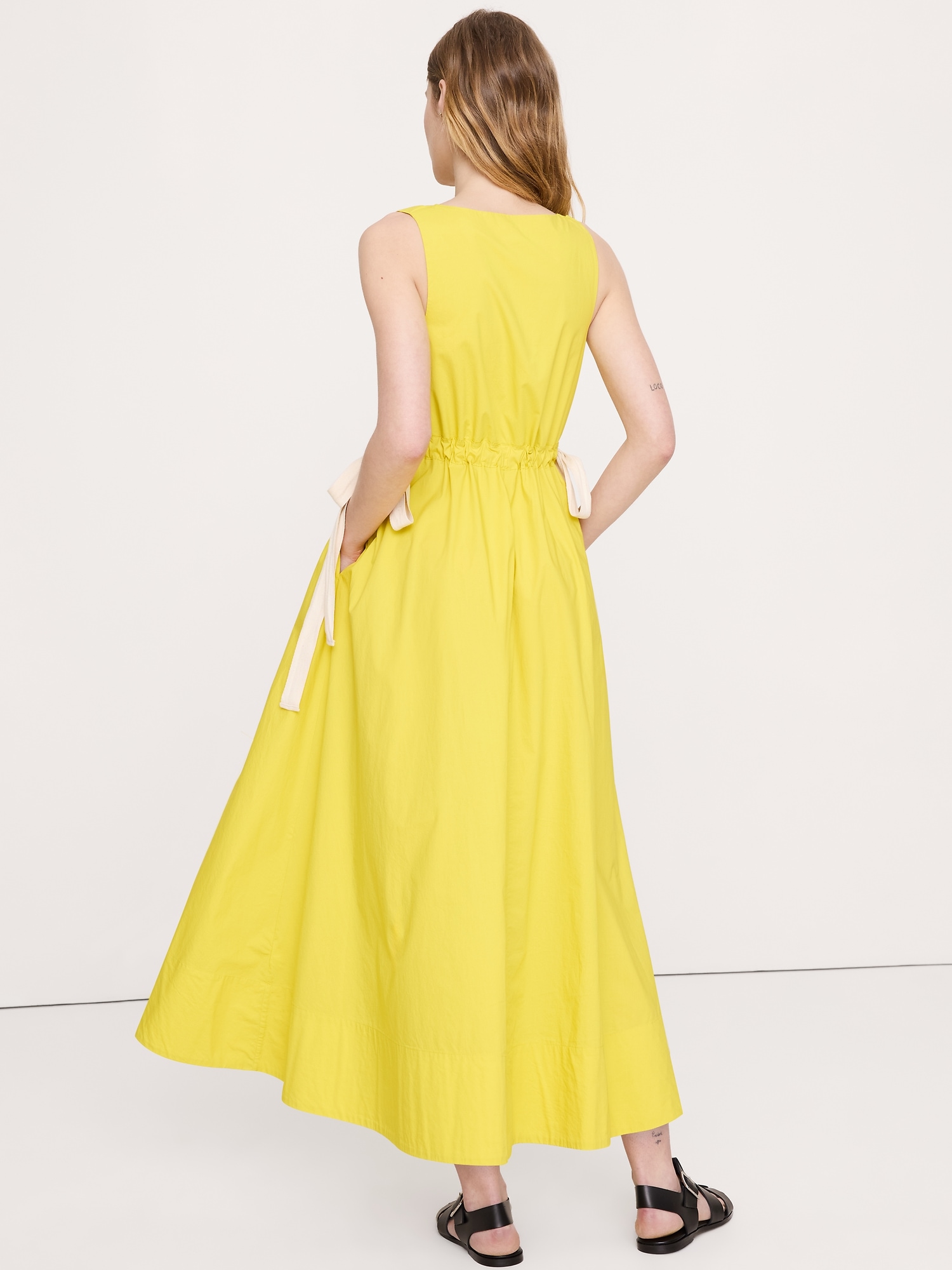 Image number 7 showing, Twisted Shoulder Poplin Maxi Dress