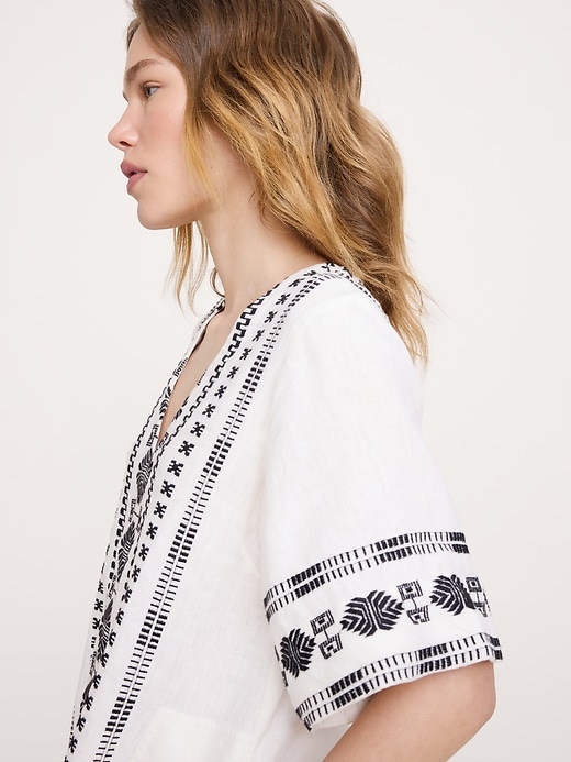 embroidered linen mini dress Edena Embroidered Linen Mini Dress main image 1