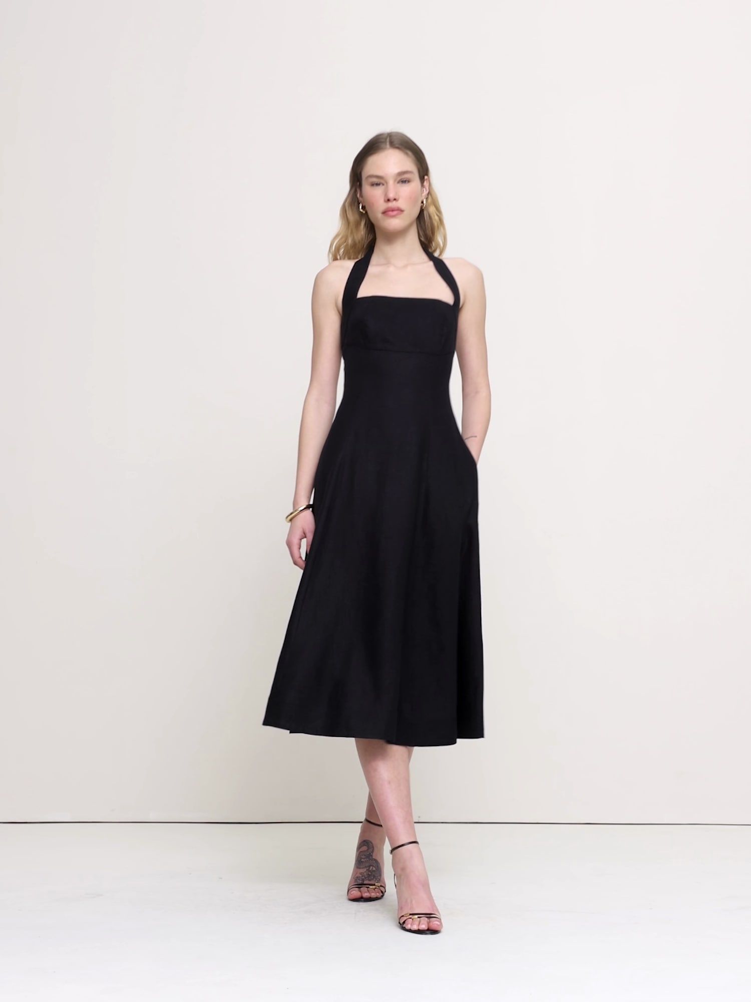 Linen Halter Midi Dress | Banana Republic