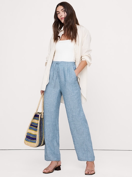 The Getaway Straight-Leg Pull-On Pant in Linen