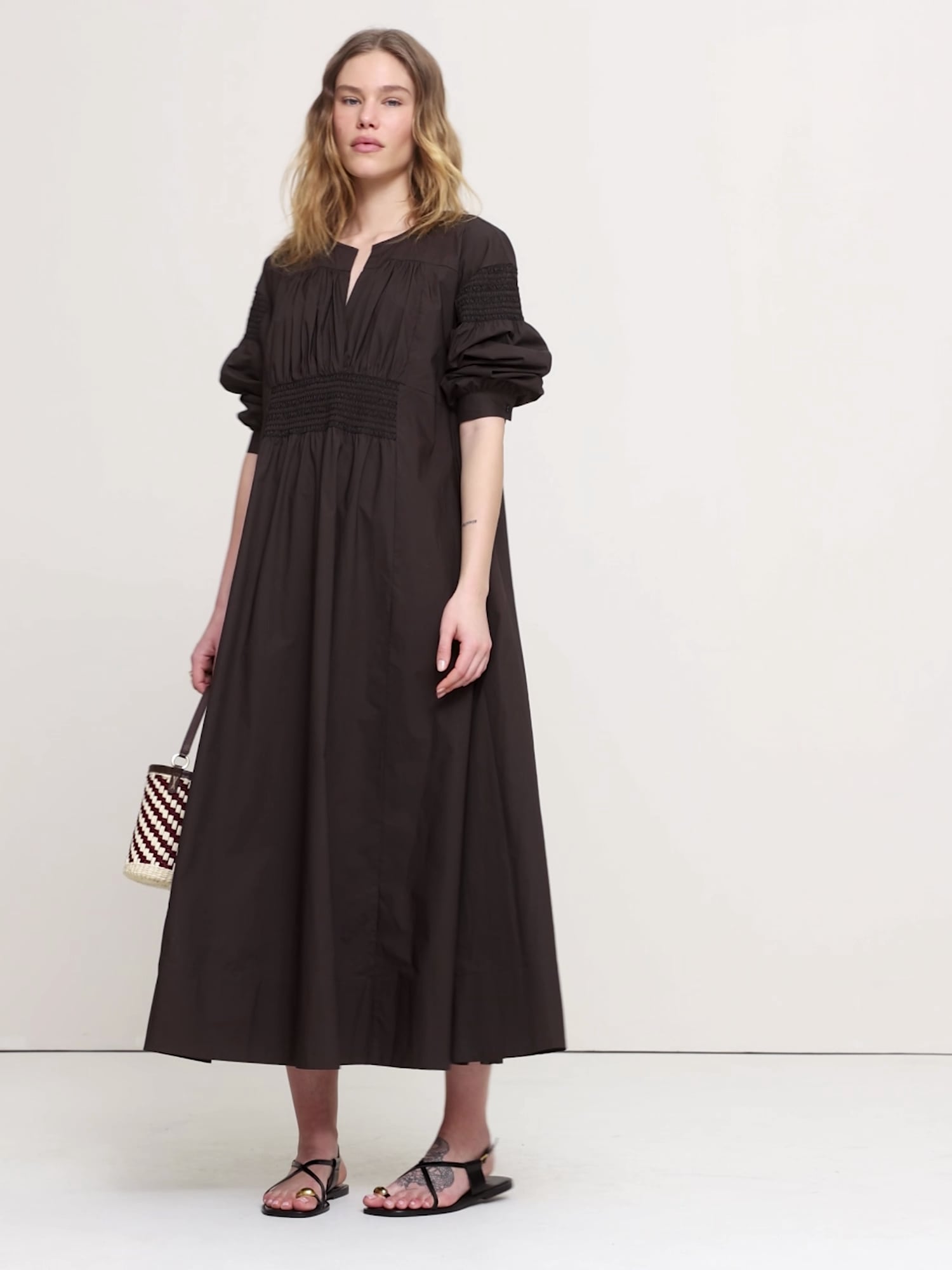 banana republic poplin maxi dress Smocked Cotton Poplin Maxi Dress