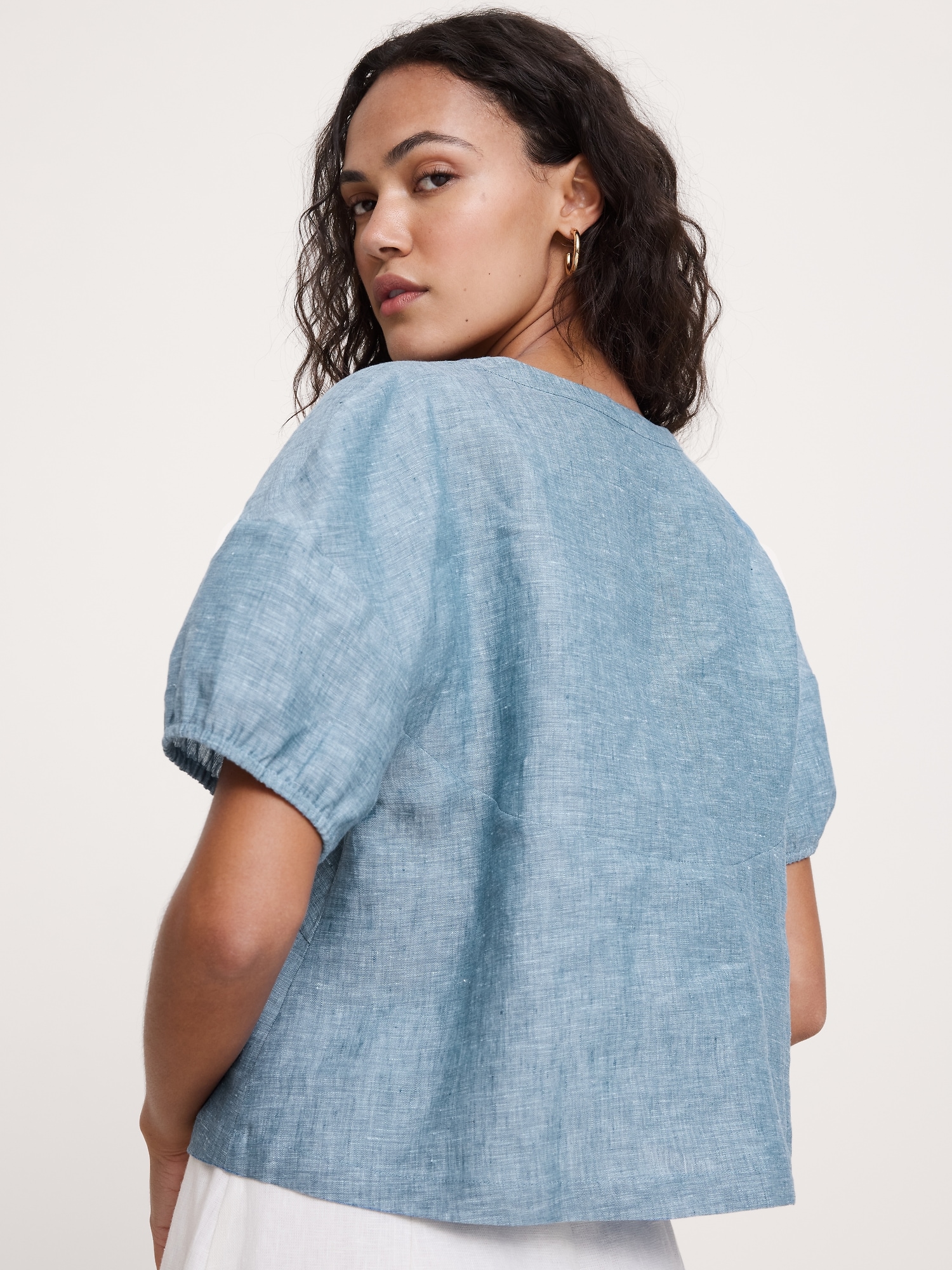 Image number 5 showing, Linen Tie-Front V-Neck Top