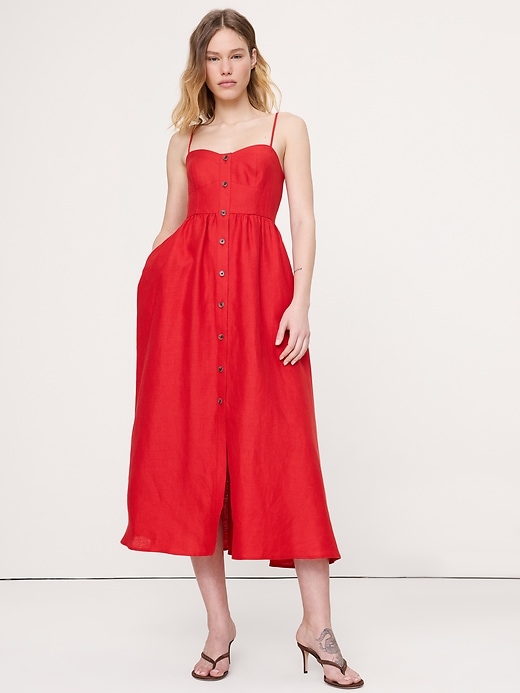 Linen Corset Button-Down Dress