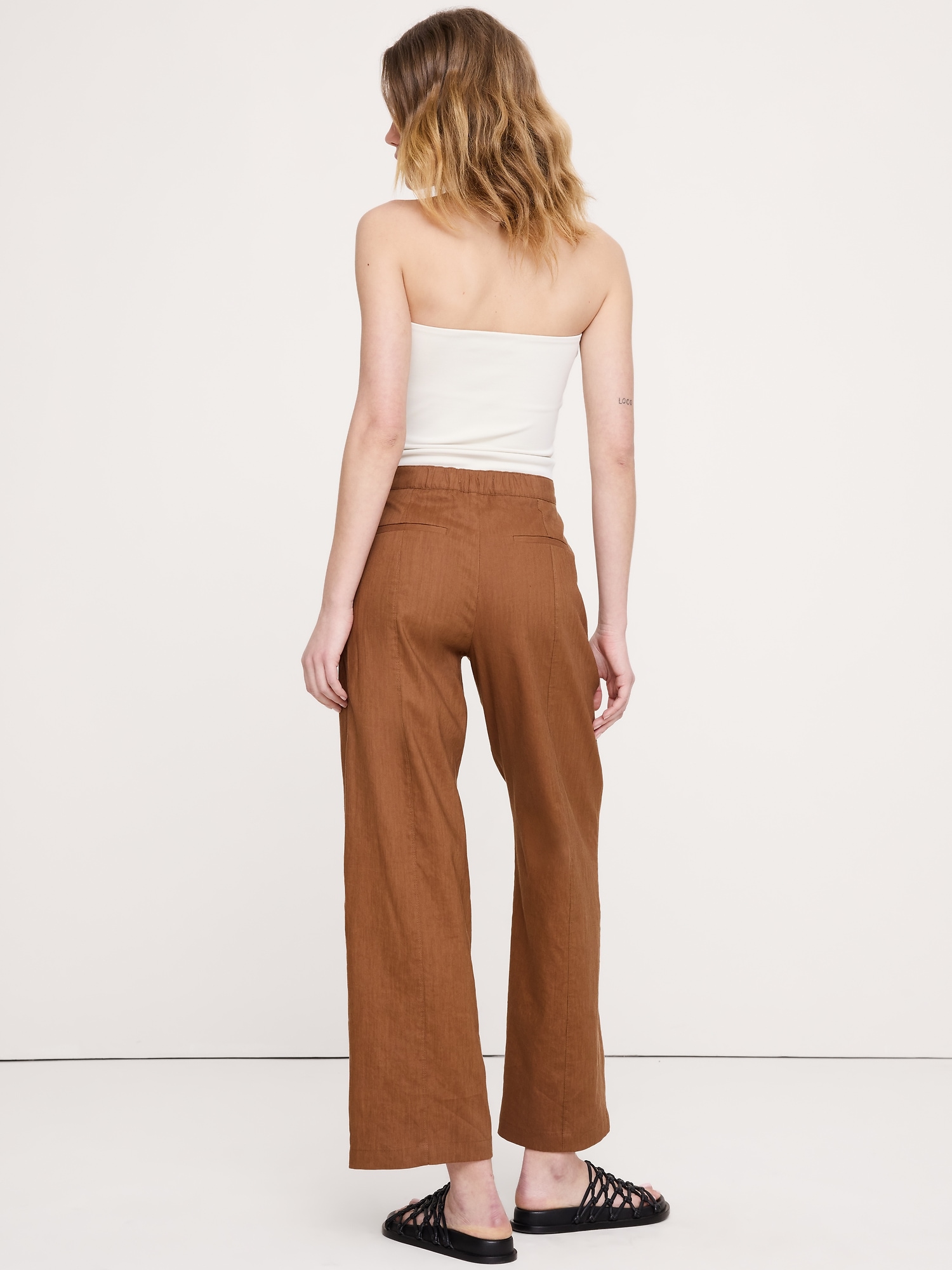 Image number 3 showing, Mid-Rise Straight Utility Pant in Stretch Linen-Viscose