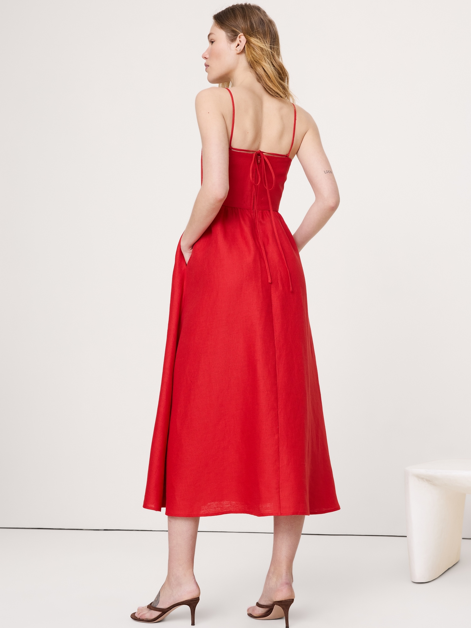 Image number 2 showing, Linen Corset Button-Down Dress