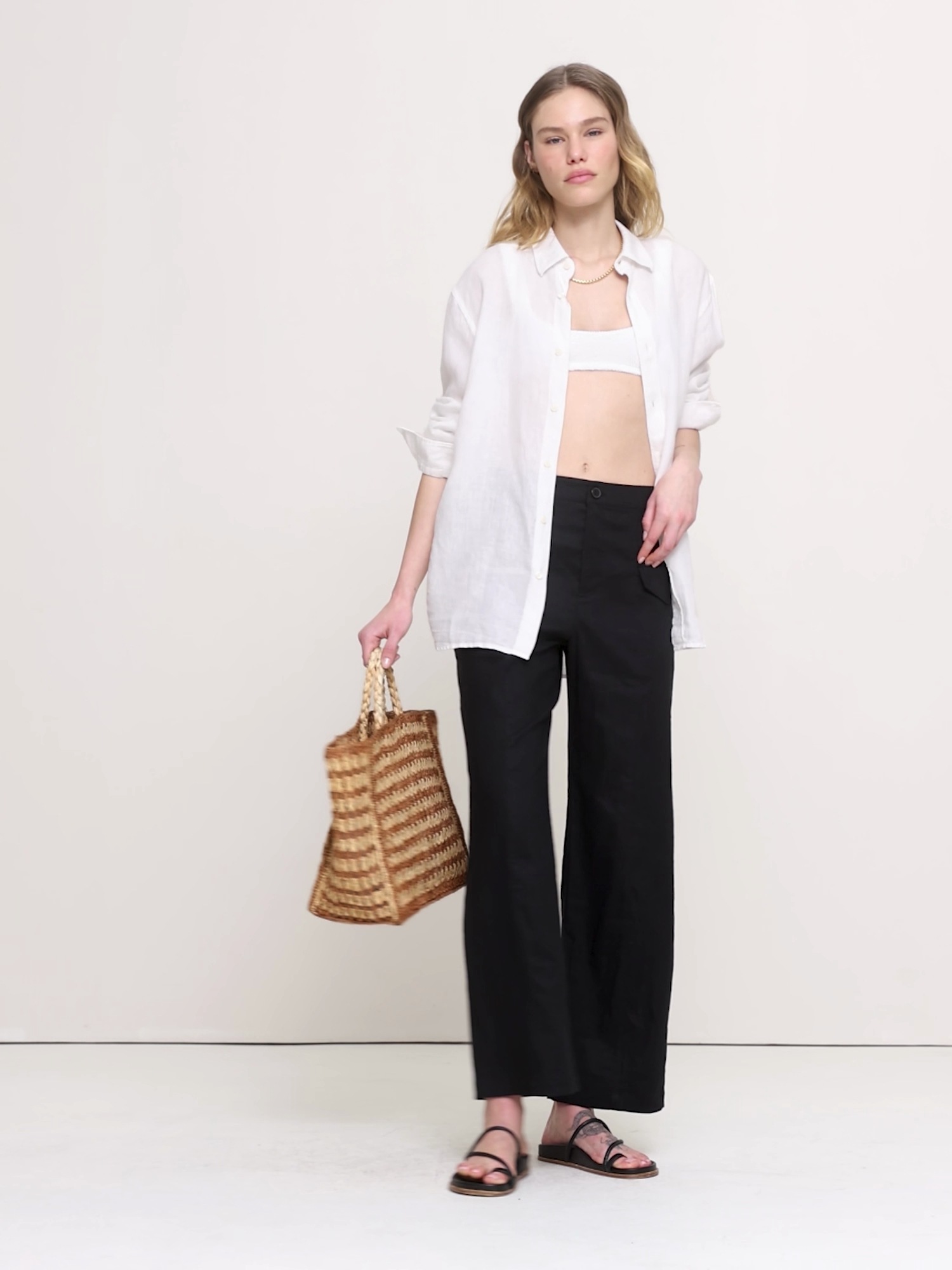 Женские брюки Banana Republic High-Rise Straight Utility Pant in Stretch Linen-Viscose, цвет: Чёрный — фото 5