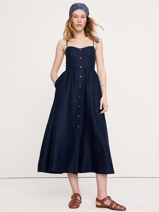 Linen Corset Button-Down Dress