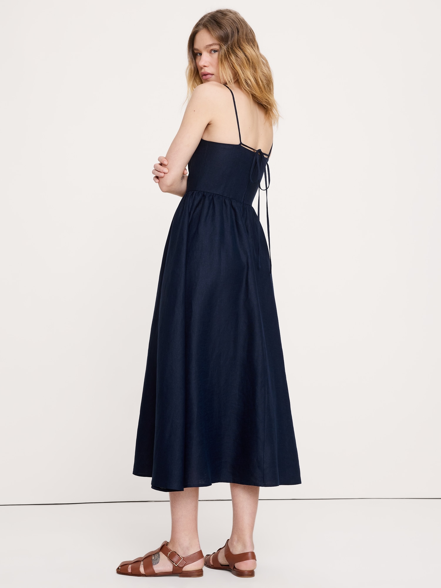 Image number 4 showing, Linen Corset Button-Down Dress