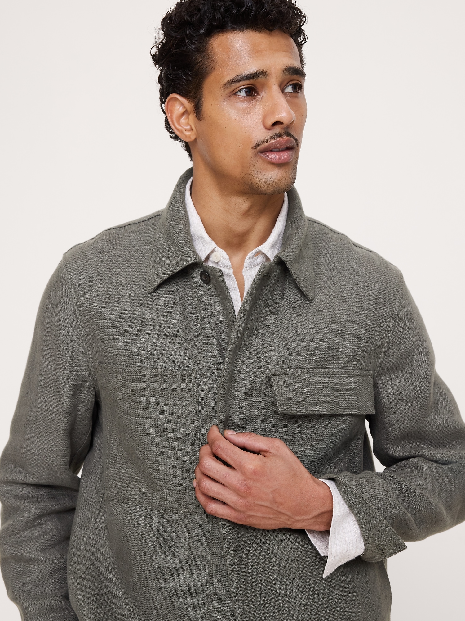 Image number 8 showing, Linen Four-Pocket Shirt Jacket