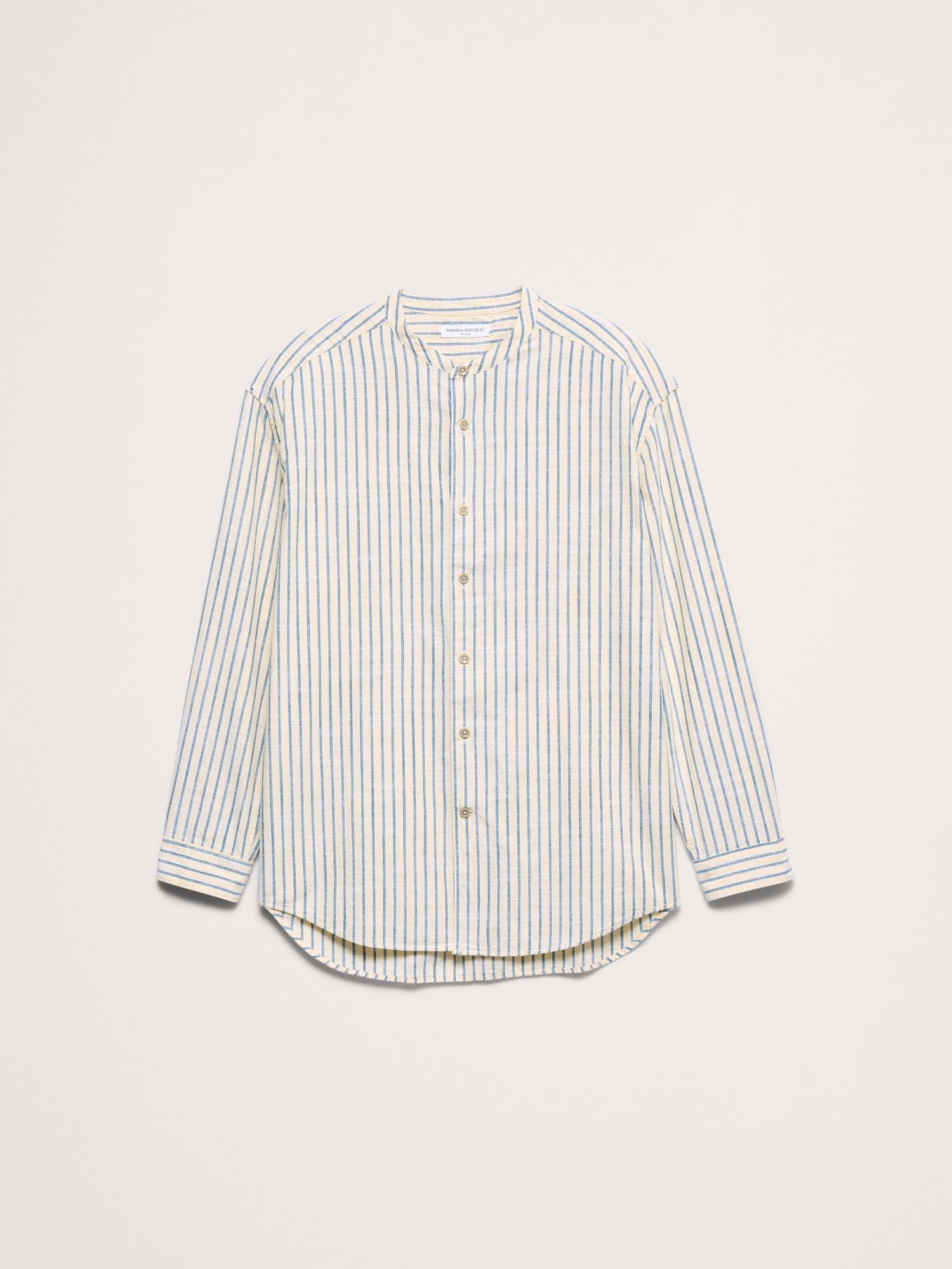 Image number 4 showing, Relaxed-Fit Cotton-Slub Banded-Collar Shirt