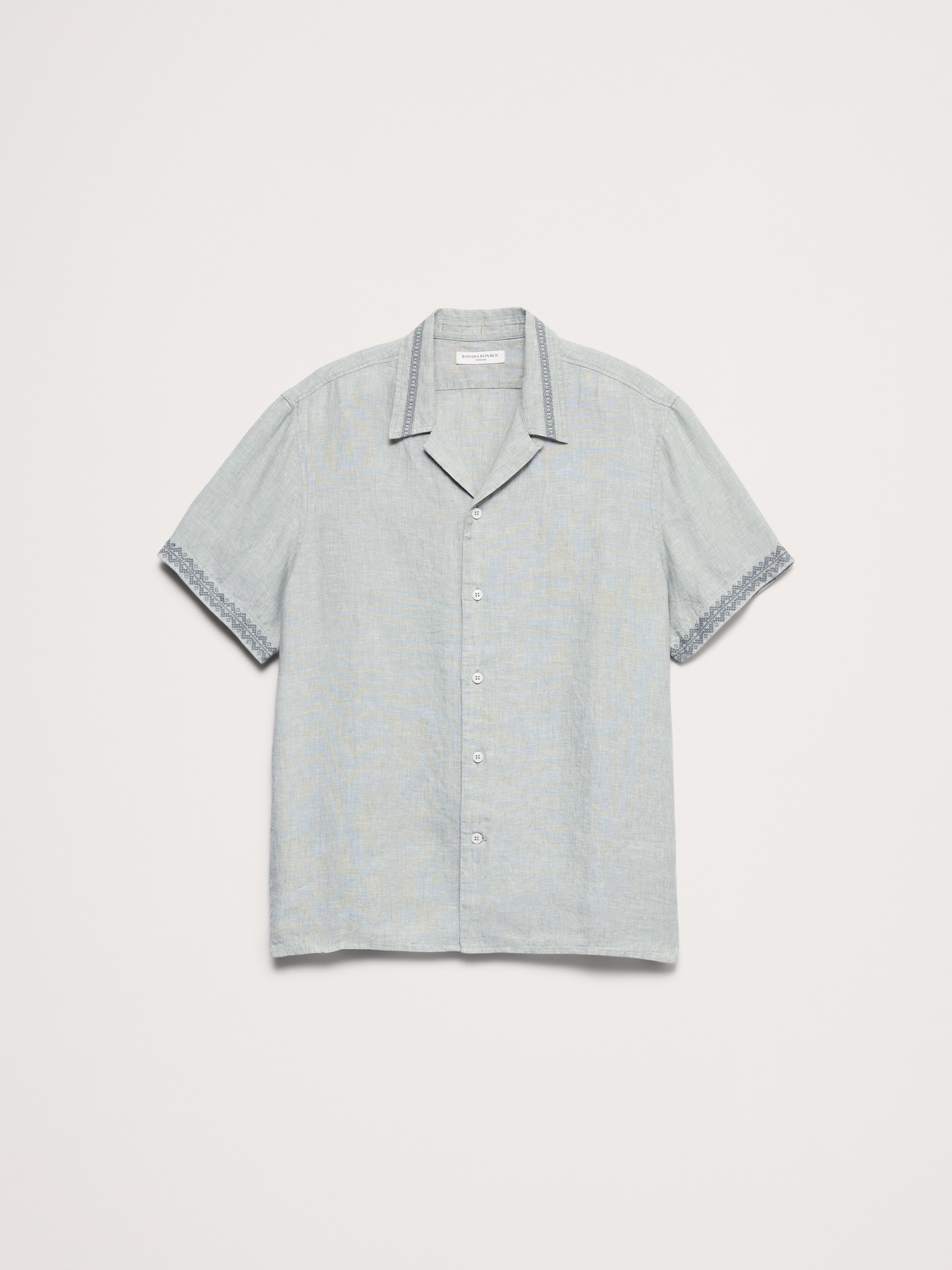 Image number 5 showing, Standard-Fit Embroidered Linen Resort Shirt
