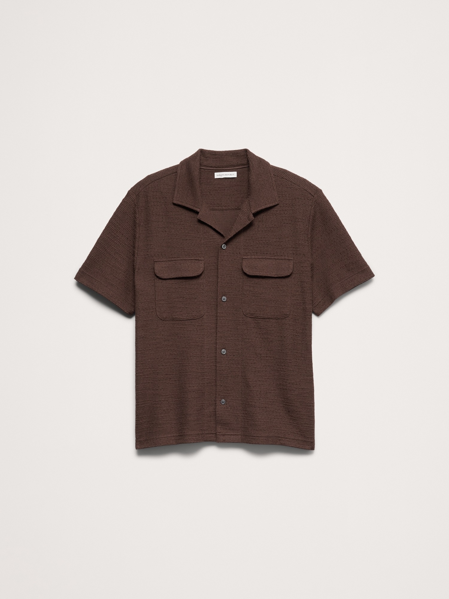 Мужская рубашка Banana Republic Textured Knit Resort, цвет: Красное дерево коричневый — фото 4