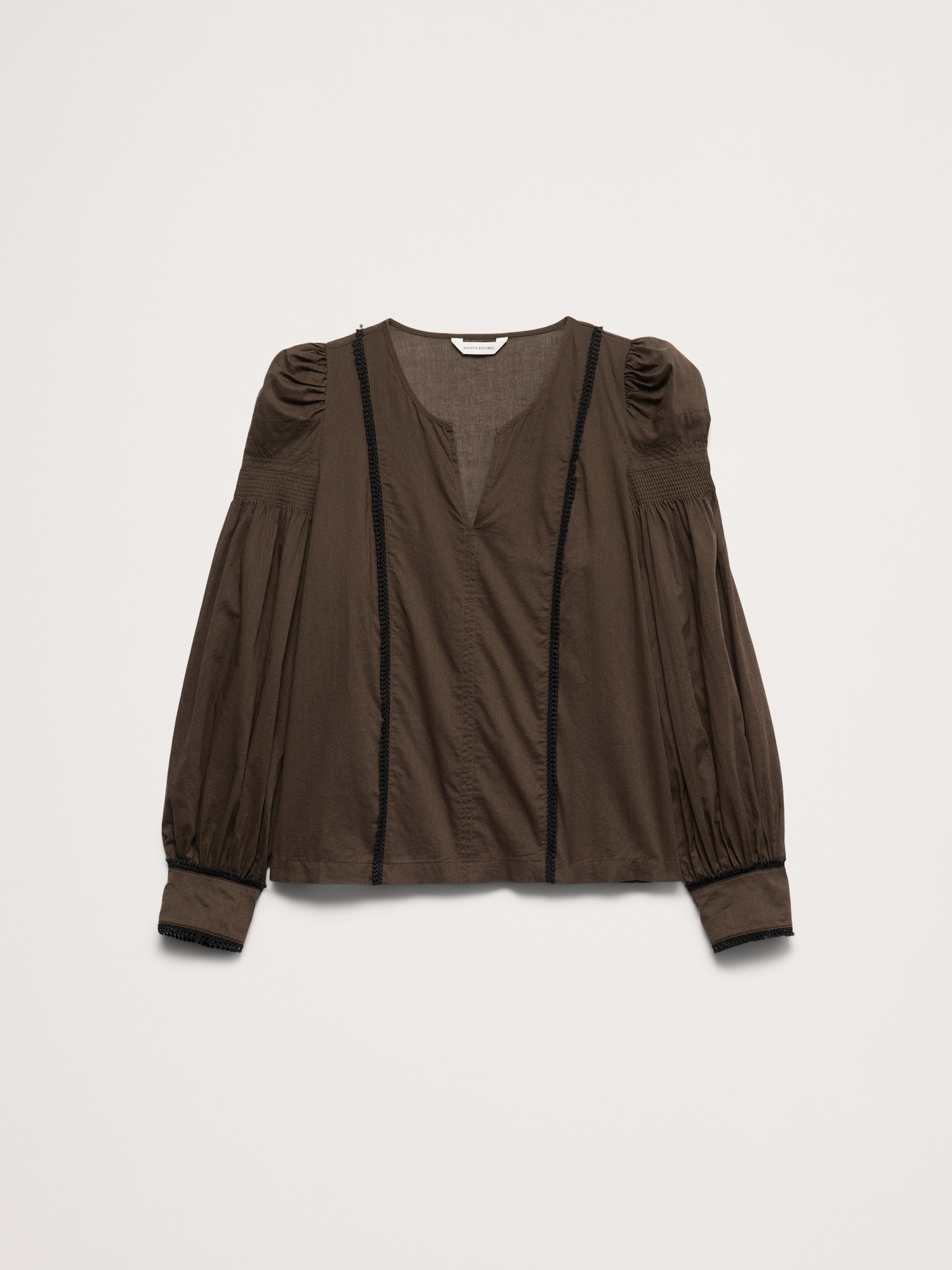 Женский топ Banana Republic Lightweight Cotton Puff-Sleeve Top, цвет: Brownstone — фото 4