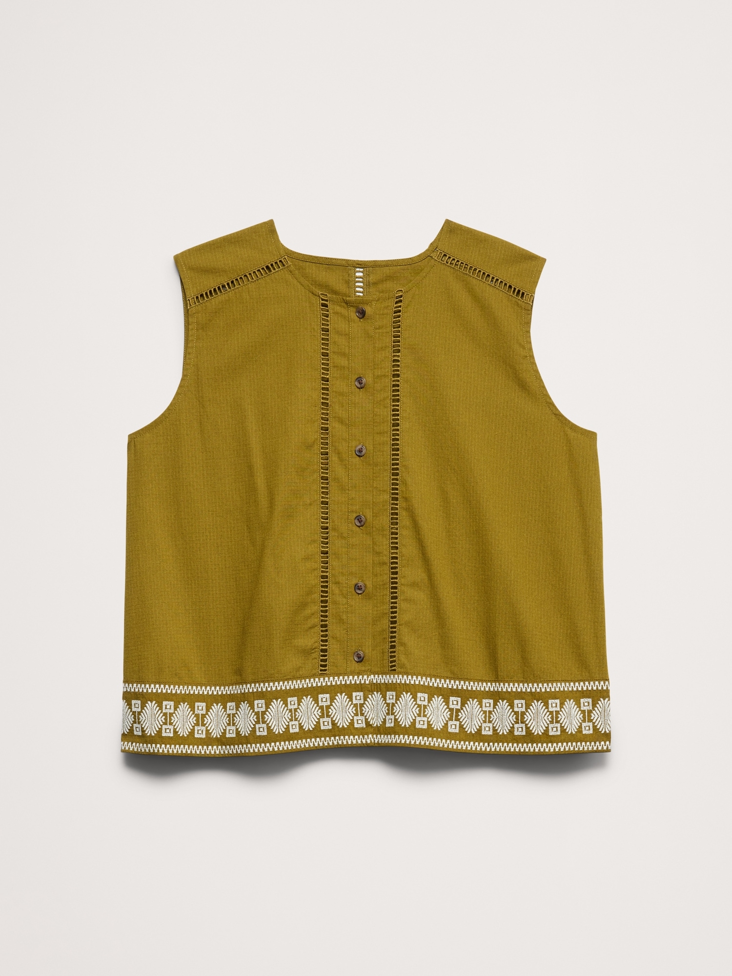 Image number 7 showing, Embroidered Stretch-Cotton Tank