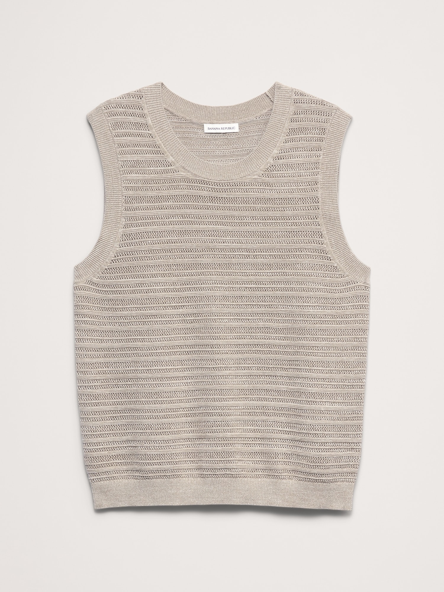 Image number 4 showing, Cotton-Linen Mesh Tank