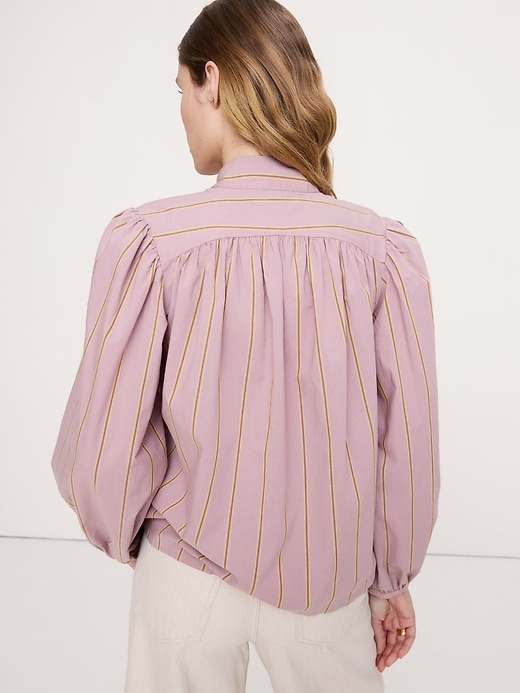 Breezy-Cotton Ruched-Shoulder Shirt | Banana Republic
