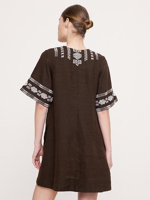 botanica embroidered linen mini dress Botanical Beauty Embroidered Mini Dress M / White