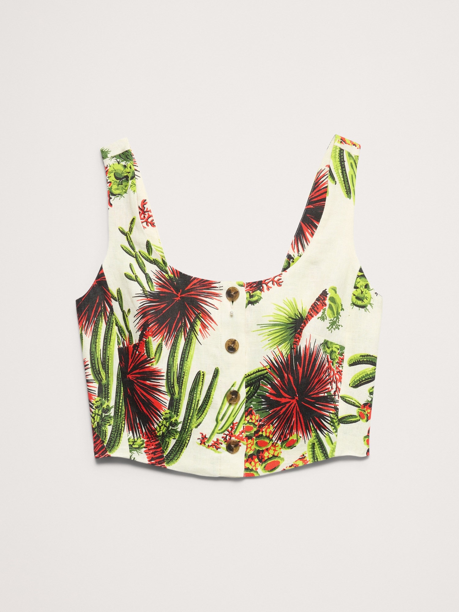 Женский топ Banana Republic Linen Square-Neck Cropped Tank, цвет: С принтом — фото 4