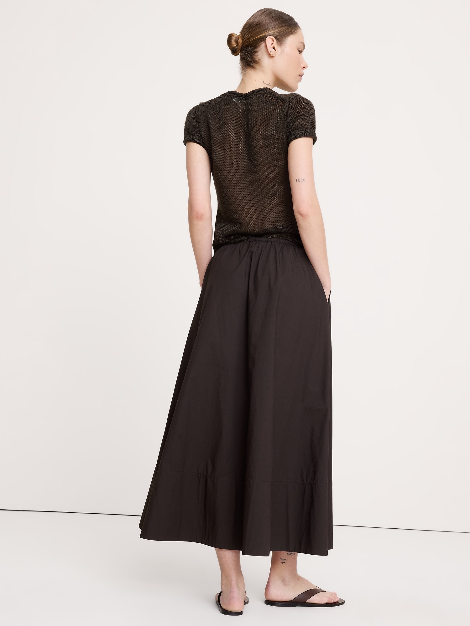 Женская юбка Banana Republic Cotton Poplin Drawstring Maxi, цвет: Brownstone — фото 2