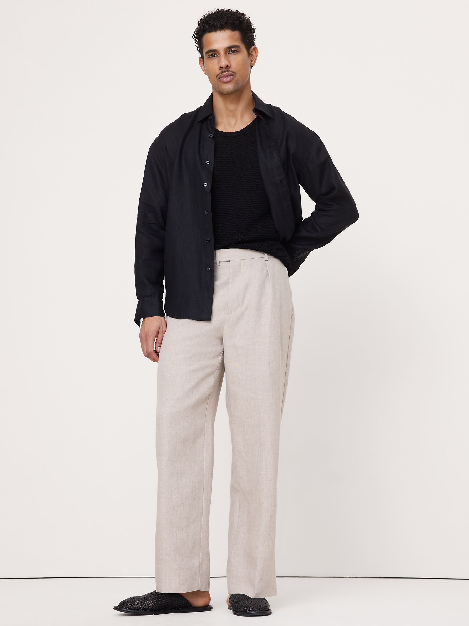 Image number 1 showing, Loose Pleated Linen Dress Pant
