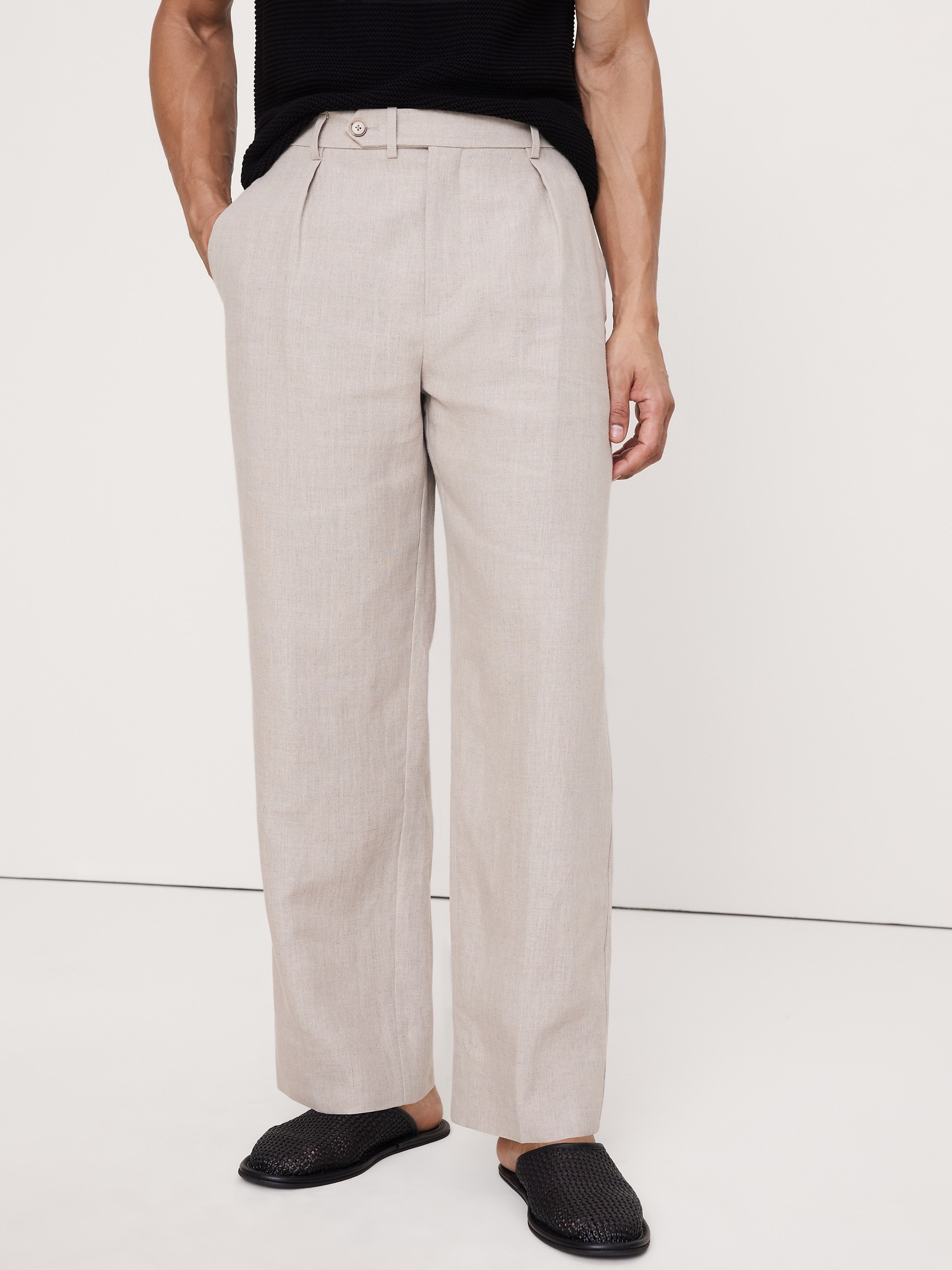 Мужские брюки Banana Republic Loose Pleated Linen Dress Pant, цвет: Натуральный — фото 3