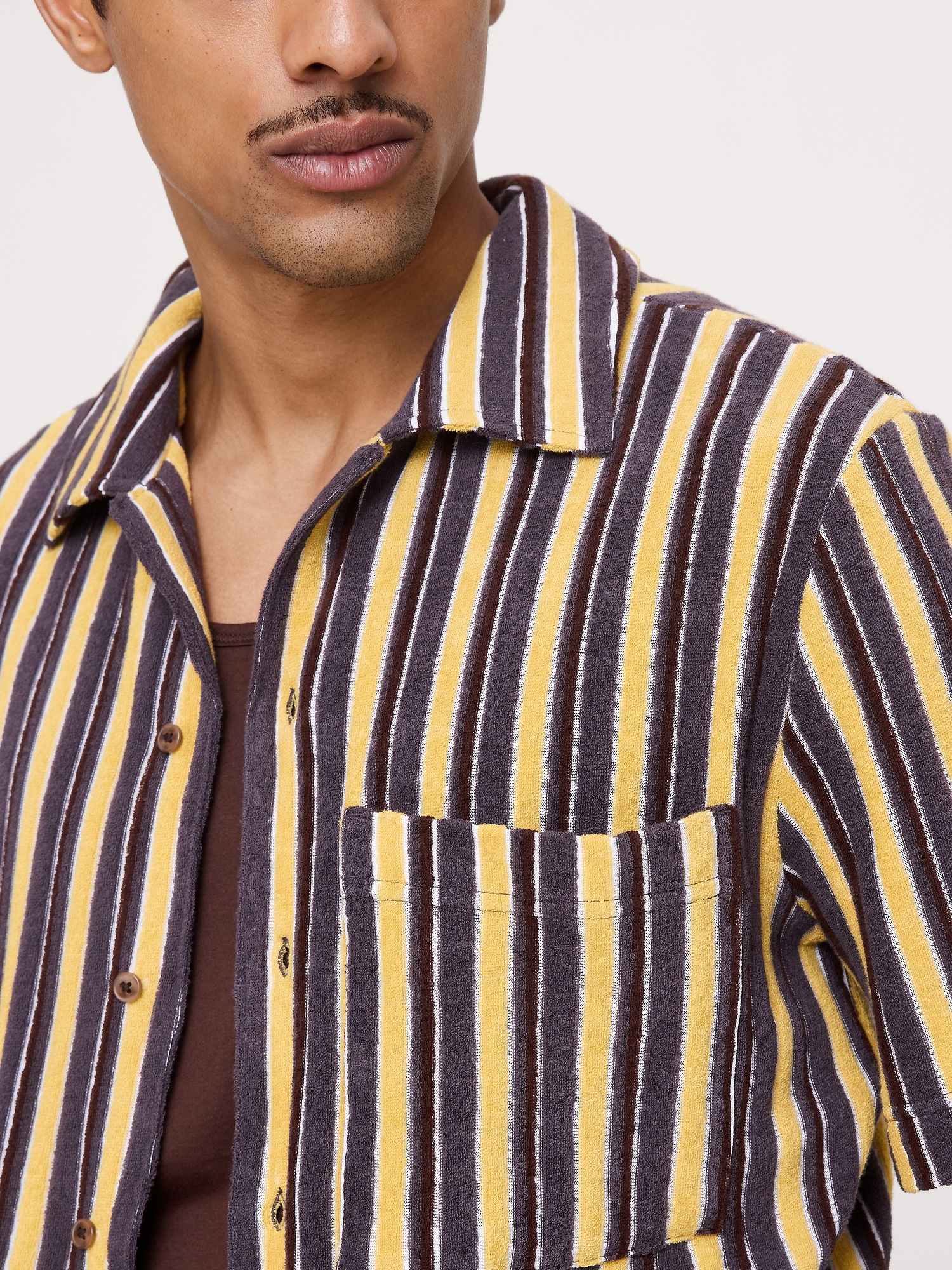 Мужская рубашка Banana Republic Stripe Terry Resort, цвет: Разноцветный полосатый — фото 3