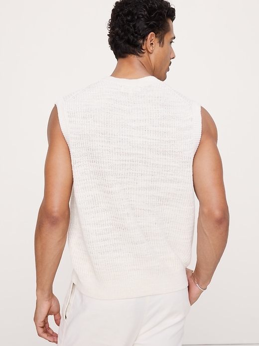 Cotton-Linen Slub V-Neck Sweater Vest | Banana Republic