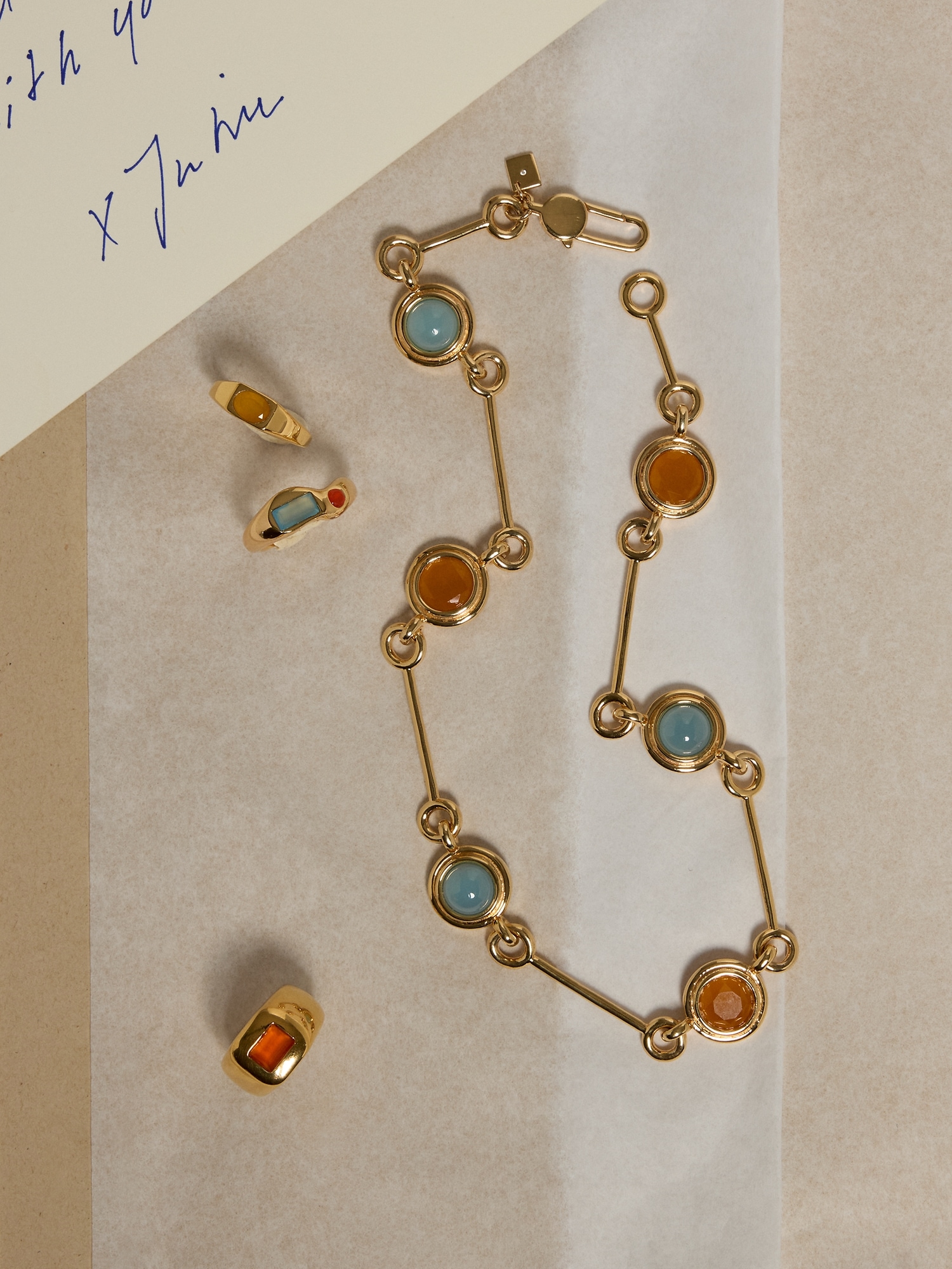 Image number 2 showing, Circle Stone Link Necklace
