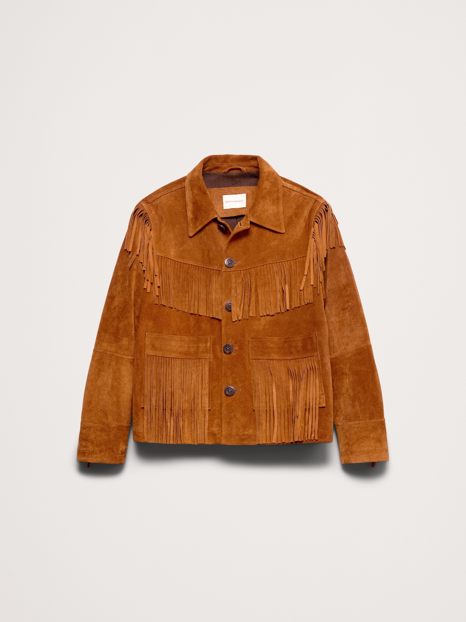 Мужская куртка Banana Republic Suede Fringe, цвет: Коньячный коричневый — фото 4