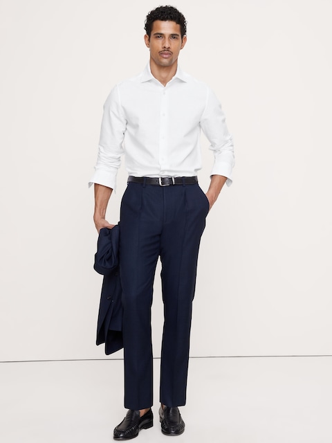 Tailored Slim-Fit Italian Wool Ventile Suit Pant