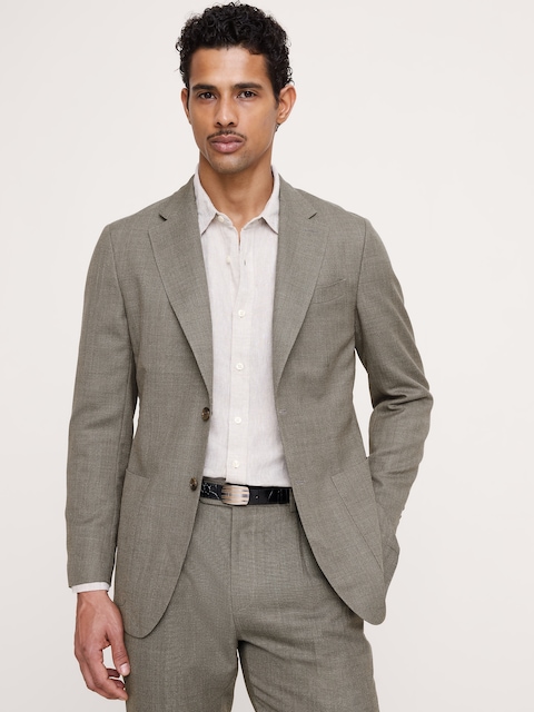 Tailored Slim-Fit Italian Wool Ventile Suit Jacket