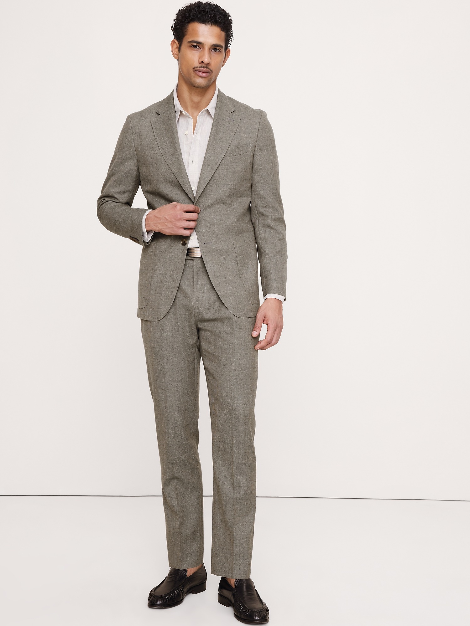Мужской пиджак Banana Republic Tailored Slim-Fit Italian Wool Ventile Suit, цвет: Зелёный — фото 5