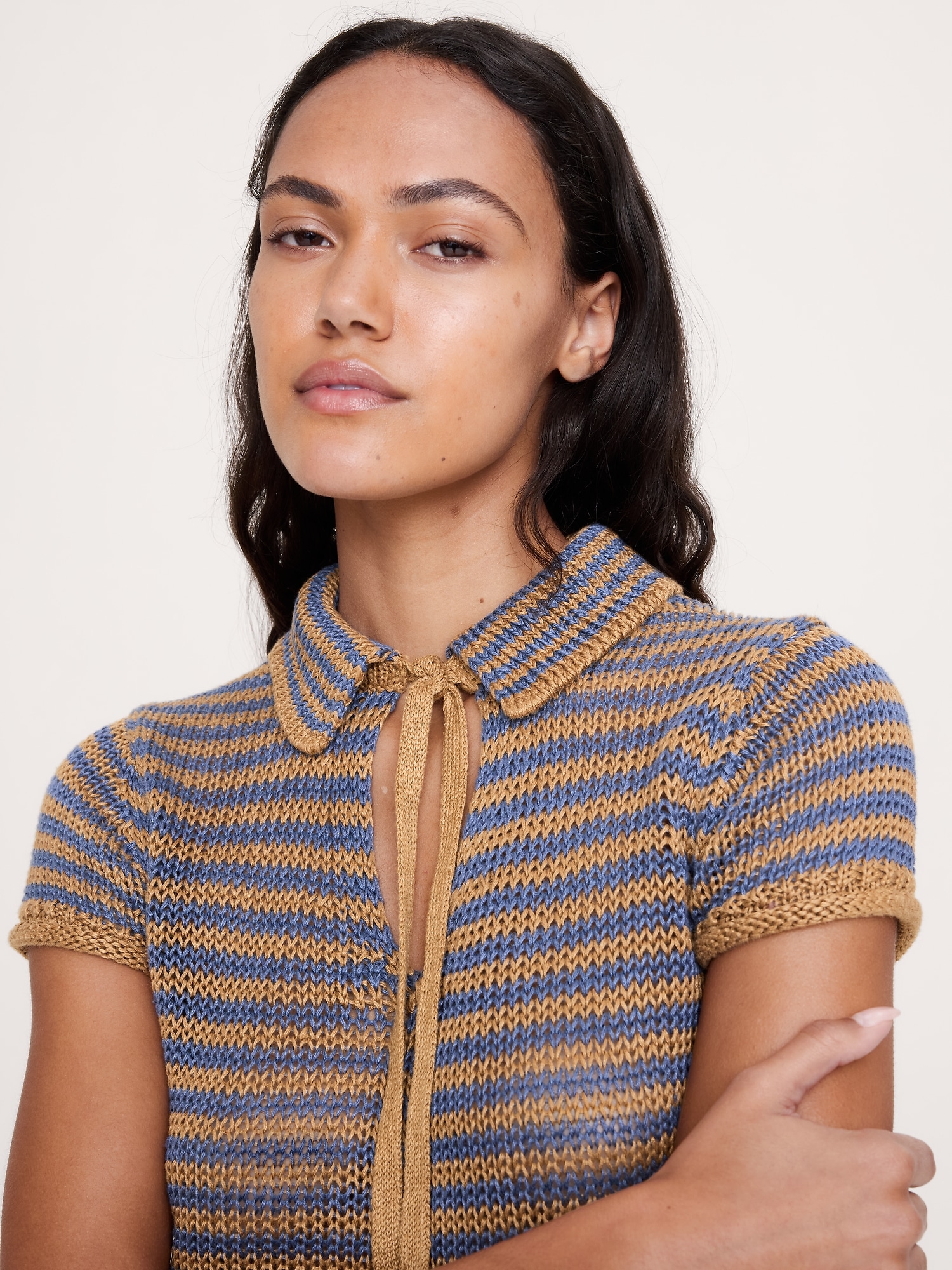 Image number 5 showing, Heirloom Linen Tie-Neck Polo