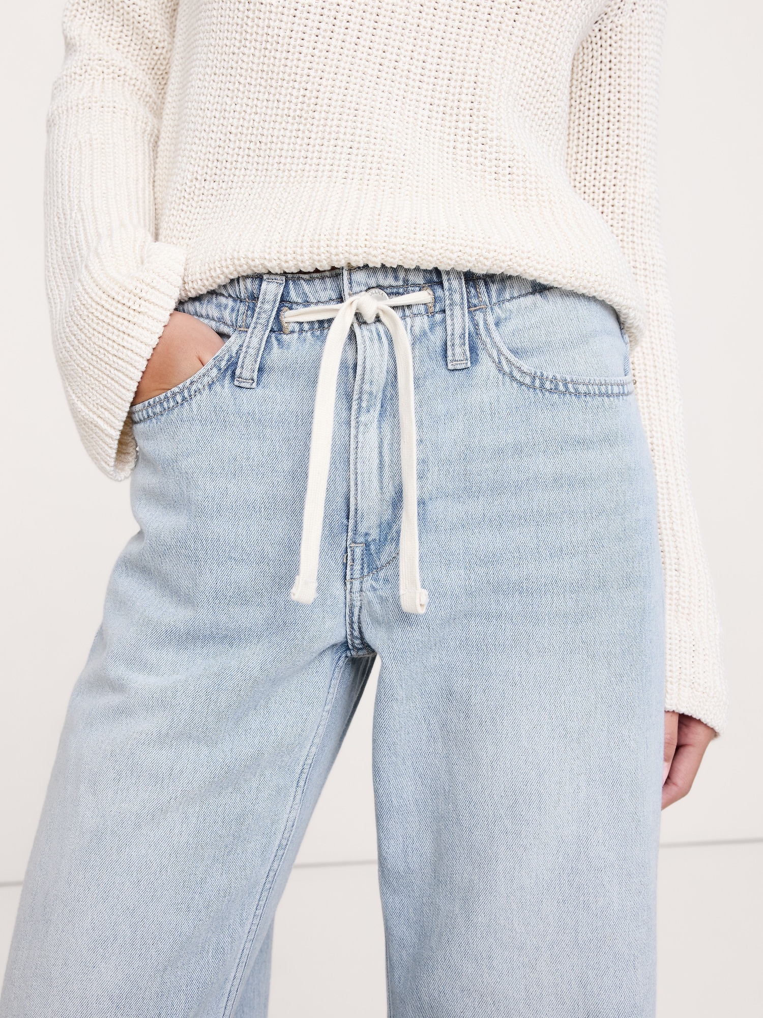 Image number 3 showing, Mid-Rise Wide-Leg Drawstring Jean