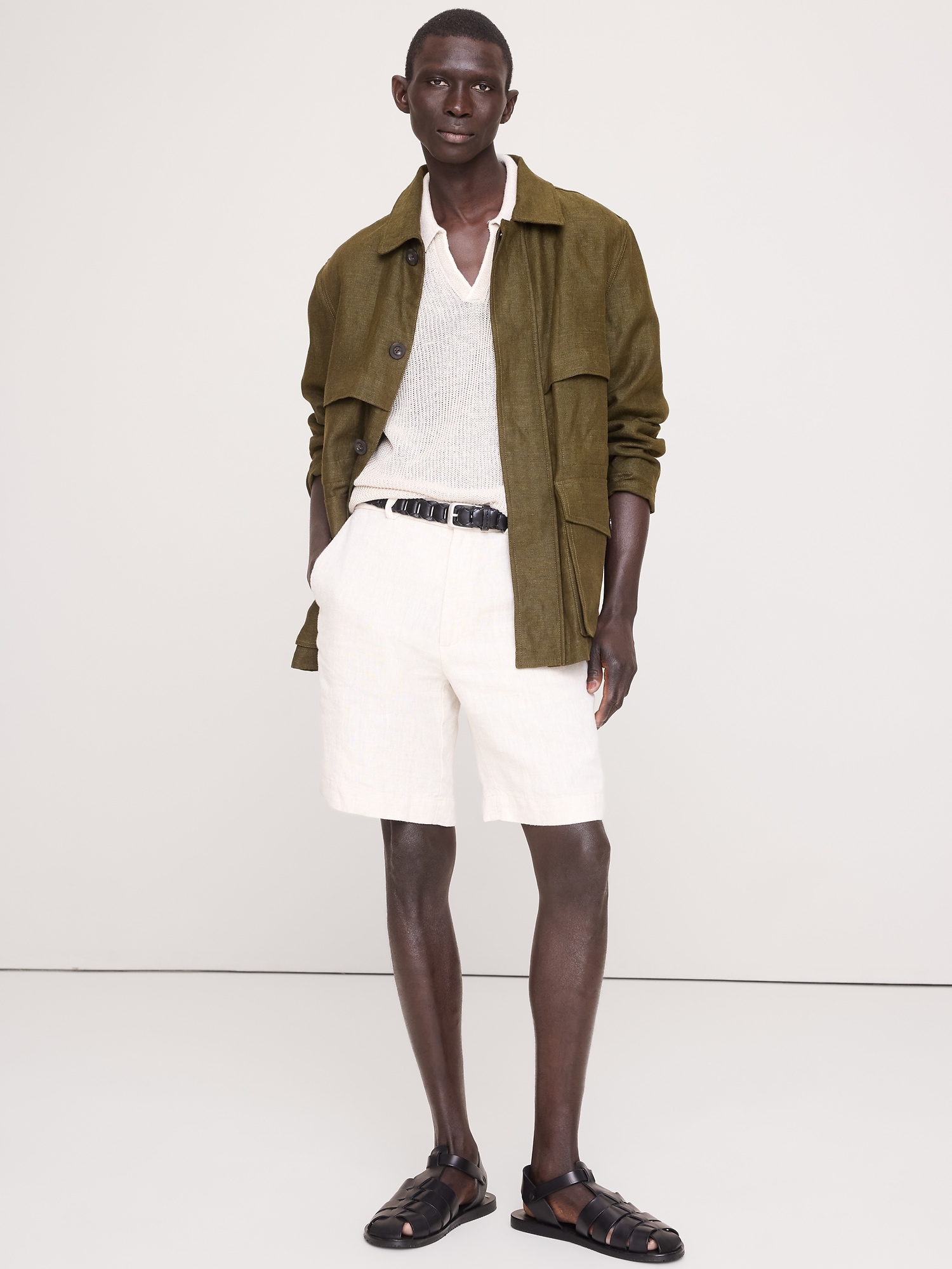 Image number 4 showing, Linen-Cotton Johnny-Collar Sweater Polo
