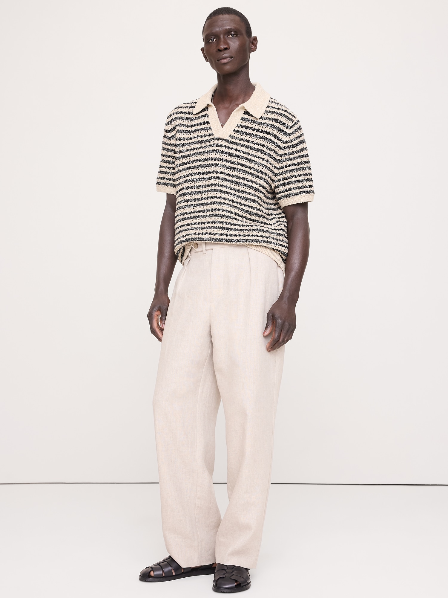Image number 1 showing, Cotton-Blend Bouclé Stripe Sweater Polo