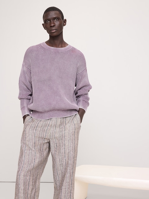 Ribbed Cotton Crew-Neck Sweater