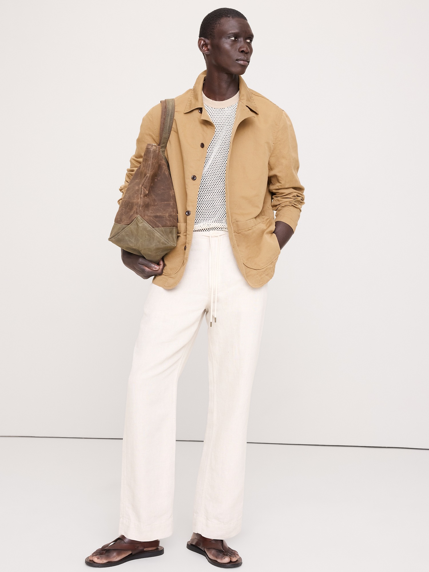 Мужская футболка Banana Republic Cotton Mesh, цвет: Кремовый белый — фото 3