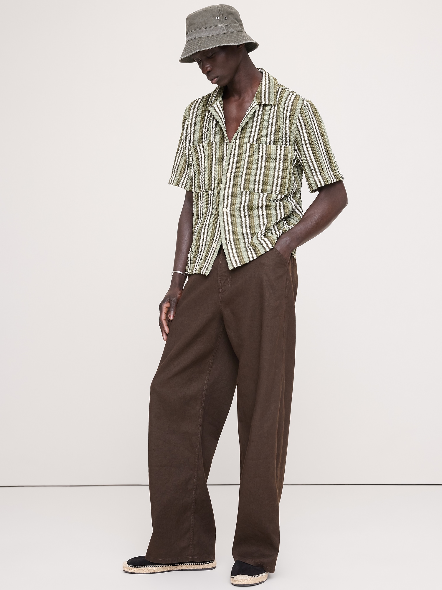 Image number 1 showing, Crochet Stripe Resort Shirt