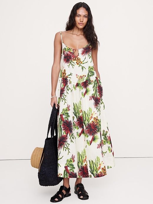 Linen Drop-Waist Maxi Dress