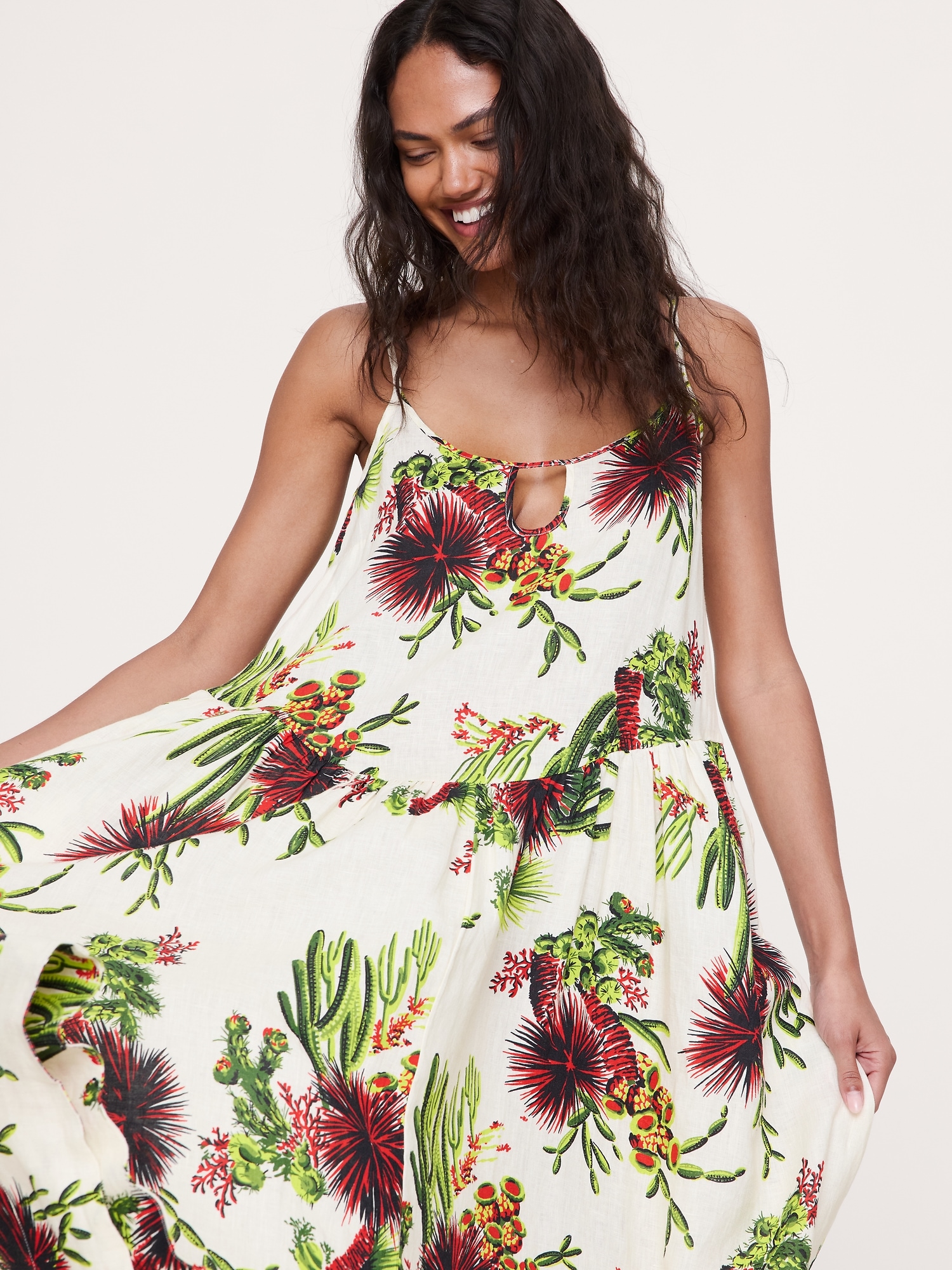 Image number 4 showing, Linen Drop-Waist Maxi Dress