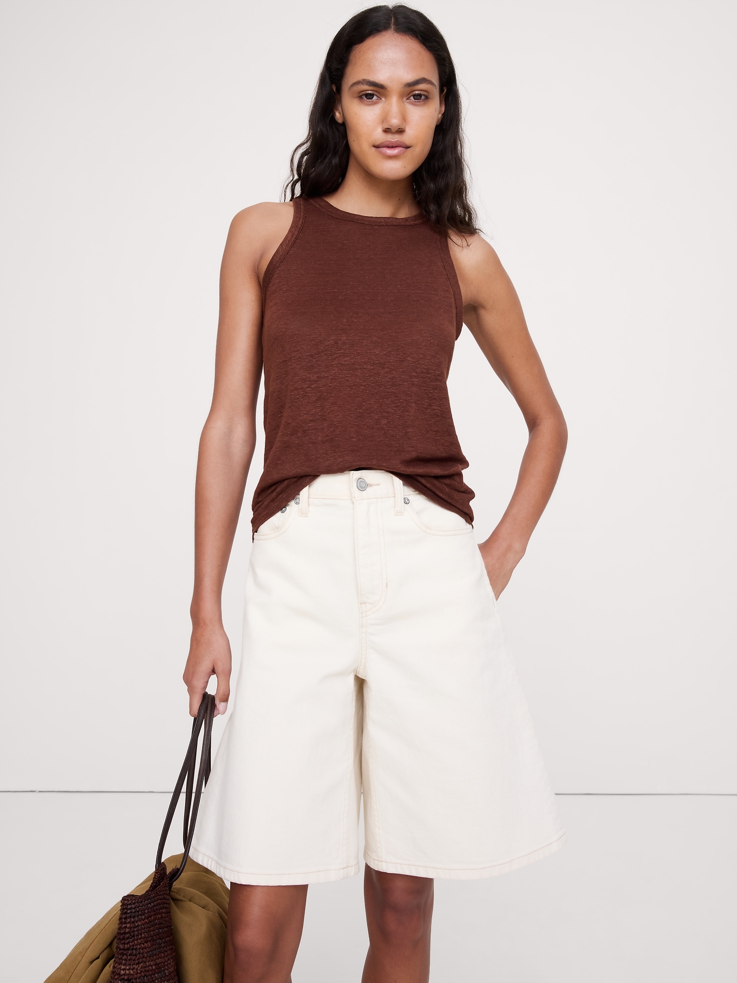 Image number 1 showing, Linen Cutaway Tank