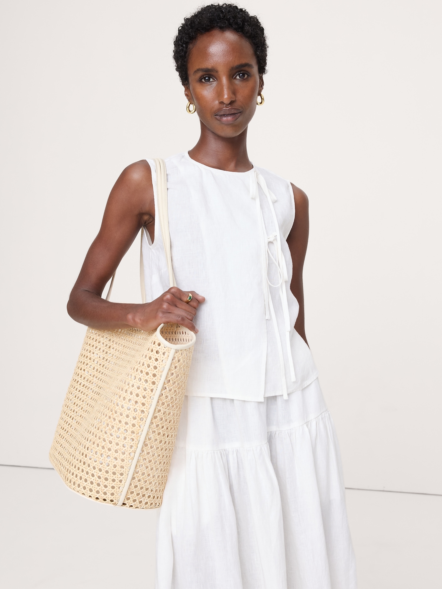 Image number 1 showing, Linen Double-Tie Tank