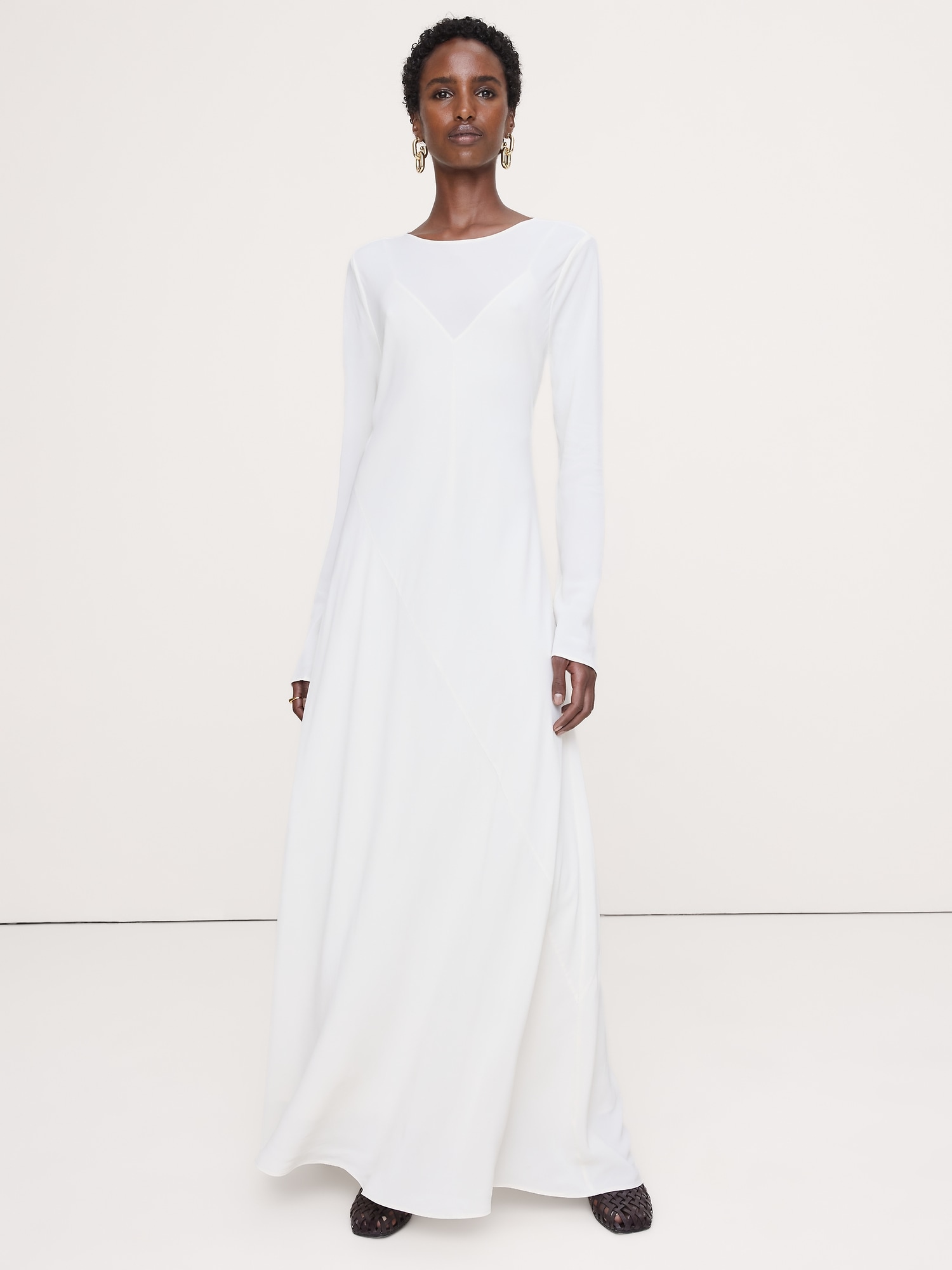 Image number 1 showing, Bias-Cut Chiffon Maxi Dress