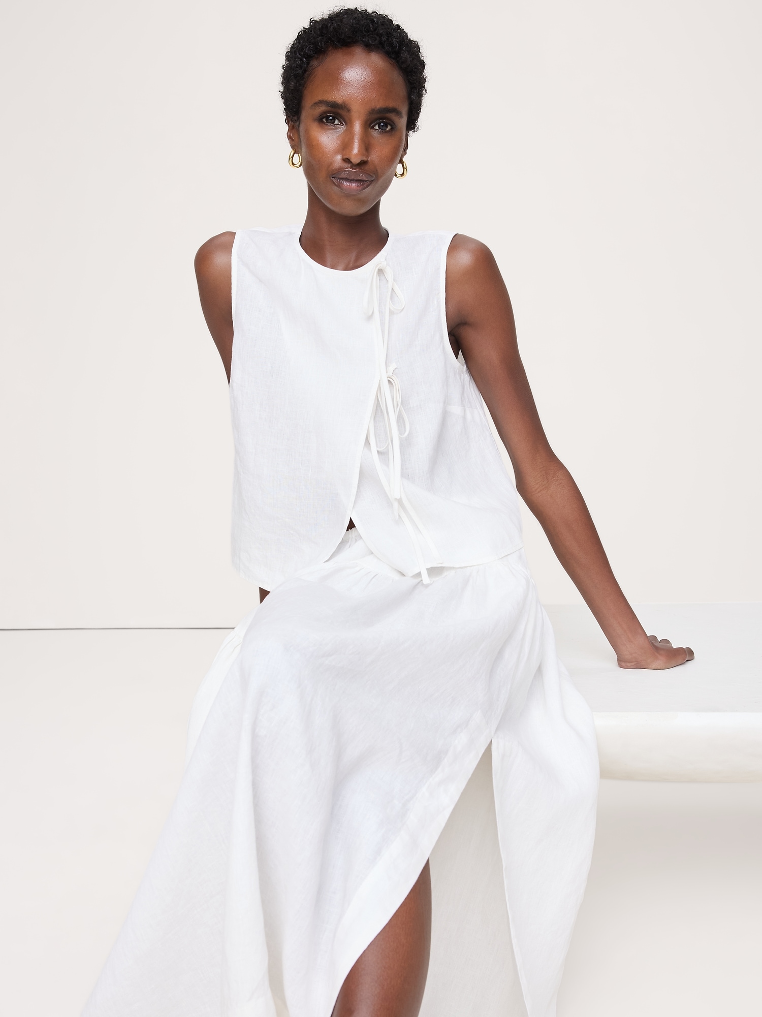 Image number 4 showing, Linen Double-Tie Tank
