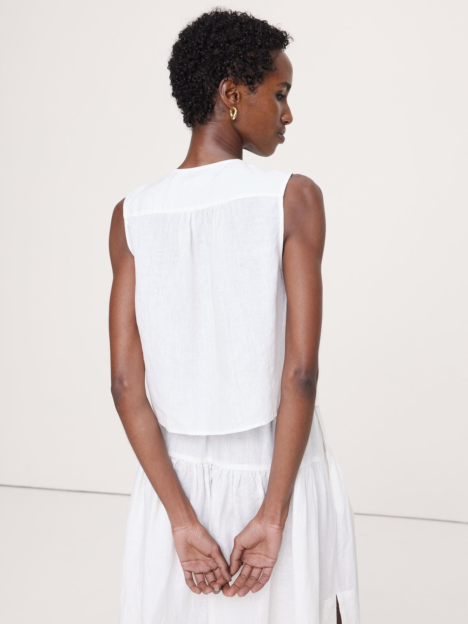 Image number 3 showing, Linen Double-Tie Tank