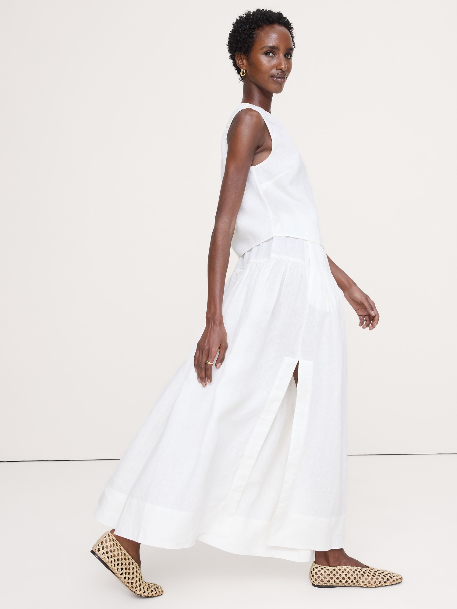 Image number 4 showing, Linen Tiered Tie-Side Maxi Skirt